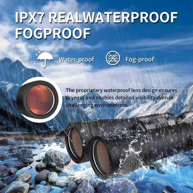 Alt view image 7 of 7 - 12x50 HD Binoculars for Adults, High Powered with Upgraded Phone Adapter, Clear Low Light Vision, IPX7 Waterproof & Lightweight for Bird Watching, Hunting, Outdoor Travel (12x50)