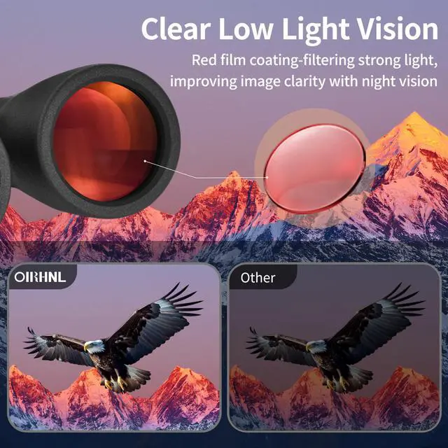 Alt view image 5 of 7 - 12x50 HD Binoculars for Adults, High Powered with Upgraded Phone Adapter, Clear Low Light Vision, IPX7 Waterproof & Lightweight for Bird Watching, Hunting, Outdoor Travel (12x50)