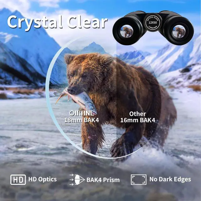 Alt view image 2 of 7 - 12x50 HD Binoculars for Adults, High Powered with Upgraded Phone Adapter, Clear Low Light Vision, IPX7 Waterproof & Lightweight for Bird Watching, Hunting, Outdoor Travel (12x50)