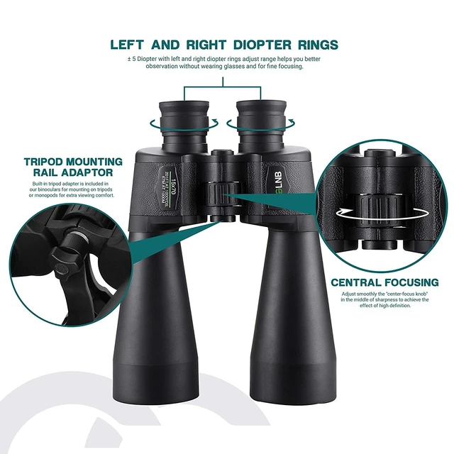 Alt view image 5 of 7 - 25x70 Astronomy Binoculars Giant for Adults, Outdoor Waterproof Binoculars for Travel Stargazing Bird Watching Hunting with Built-in Tripod Adapter and Carrying Bag