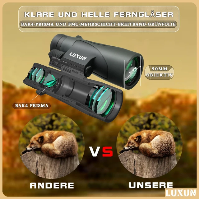 Alt view image 5 of 6 - 12x50 High Powered Binoculars for Adults Hunting, Binoculars with Long Range BAK4 Prism FMC Prisms, for Hunting Bird Watching Hiking Travel Cruise Trip,Green
