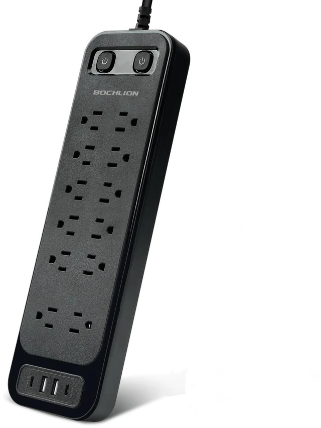 Main image of Surge Protector Power Strip, 12 AC Outlets & 4 USB Ports (2 USB-C), 6ft Heavy Duty Extension Cord, 900J Protection, Mountable, for Home Office Workshop - Black