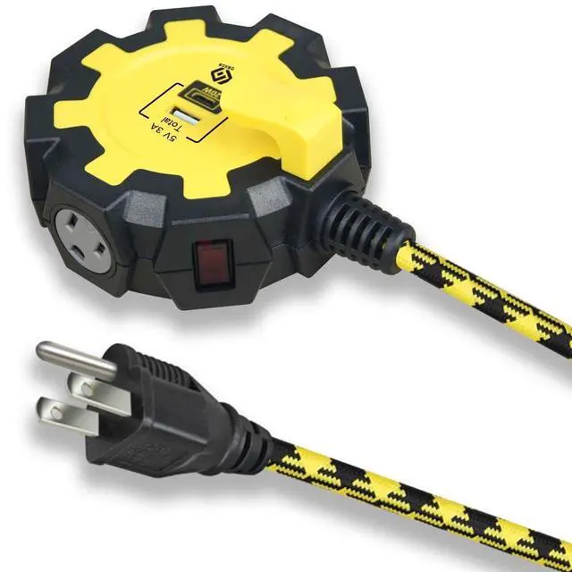 Alt view image 2 of 6 - PD20W USB-C Charger, Two Ports (USB-A and C), Workshop 6-Outlet Power Strip with 6FT 14/3 Braided Cord, 500 Joules Surge Protected, 15A Built-in Circuit Breaker, UL Listed, Wall mountable