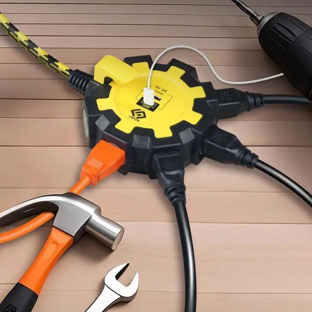 Alt view image 6 of 6 - PD20W USB-C Charger, Two Ports (USB-A and C), Workshop 6-Outlet Power Strip with 6FT 14/3 Braided Cord, 500 Joules Surge Protected, 15A Built-in Circuit Breaker, UL Listed, Wall mountable