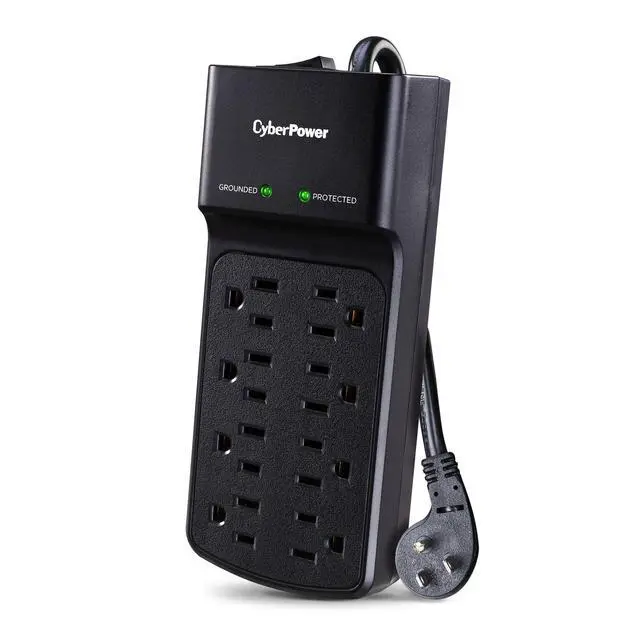 Alt view image 2 of 7 - B808 Essential Surge Protector, 2180J/125V, 8 Outlets, 8 ft Power Cord, LowProfile RightAngle Plug, EMI/RFI Noise Filtration, Automatic Shutdown, Black
