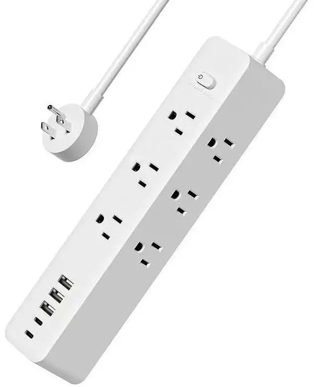 Main image of Surge Protector Power Strip with 9 Outlets and 5 USB Ports (2 USB C), Extension Cord with Multiple Outlets, Flat Plug Power Strip 10 Ft Long for Home Office Desktop (Black, 6FT)