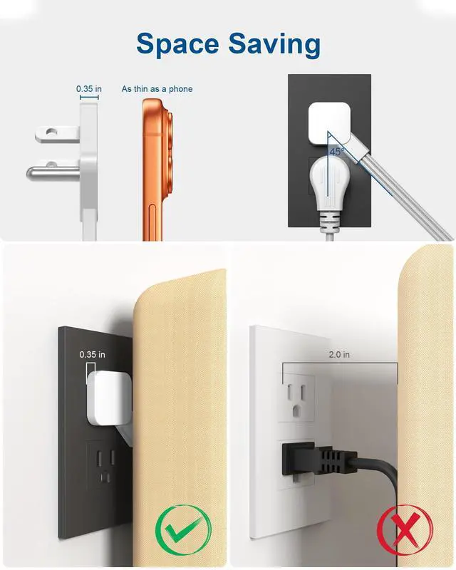 Alt view image 4 of 5 - 6 Ft Surge Protector Power Strip with 1800J, Extension Cord with Multiple Outlets 12AC+4USB(2USB-C Port for 20W), Flat Plug Outlet Extender with 1625W/13A for Laptop, Desk, Home Office Dorm