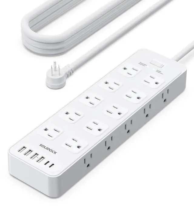 Main image of 20 Outlet Power Strip with USB C,6Ft Extension Cord with Multiple Outlets, 2700 Joules Surge Protector,1875W/15A, ETL Listed for Home Office Dorm Gaming (White, 6FT)