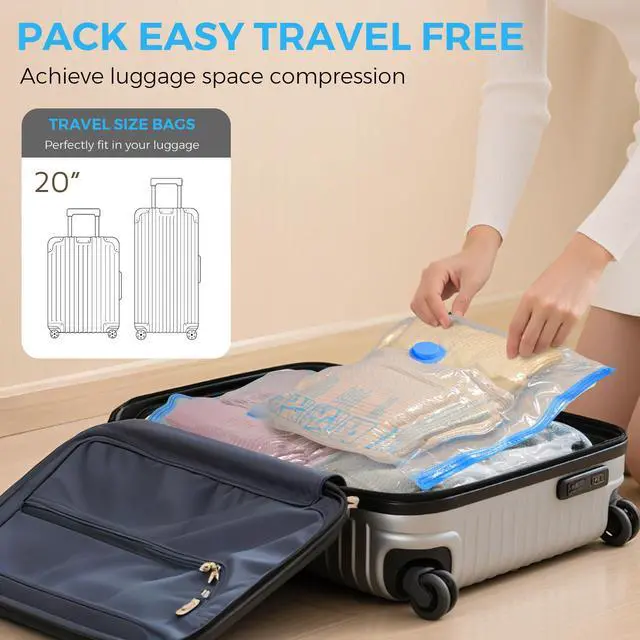 Alt view image 7 of 7 - Vacuum Seal Bags for Clothing Travel, 12 Pack Vacuum Storage Bags for Clothes with Portable Electric Pump, Space Saver Bags for Luggage Traveling and Clothing