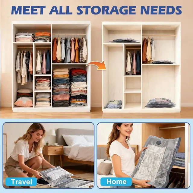Alt view image 6 of 7 - Fantictas Travel Vacuum Storage Bags with Rechargeable Air Pump, 15 Pack Portable Space Saver Bags, Compression Bags for Clothing, Bedding, Seasonal Storage & Packing Bags for Moving