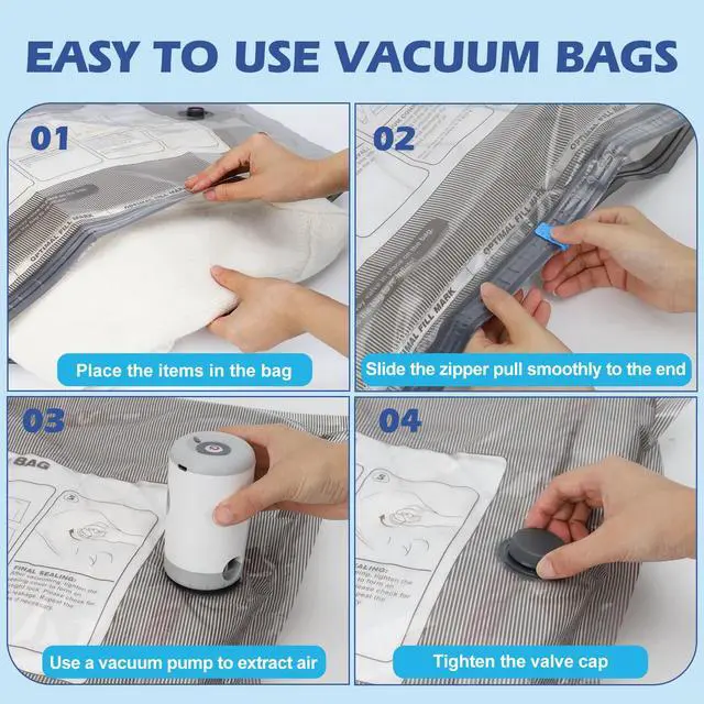 Alt view image 7 of 7 - Fantictas Travel Vacuum Storage Bags with Rechargeable Air Pump, 15 Pack Portable Space Saver Bags, Compression Bags for Clothing, Bedding, Seasonal Storage & Packing Bags for Moving