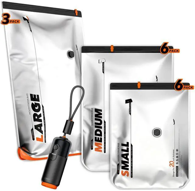 Main image of Ultra 15 Pack Vacuum Bags for Travel with USB & Battery 2-in-1 Rechargeable Air Pump, Compression Storage Bags for Luggage and Home Storage, Space Saver for Clothes, Bedding