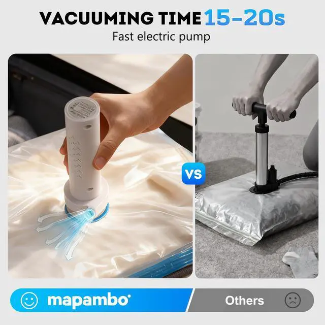 Alt view image 2 of 7 - Travel Vacuum Bags with -4000Pa Electric pump, 15 Pack Vacuum Seal Bags for Clothing Travel in 3 Combo sizes, Space Saver Vacuum Storage Bags, Saving up to 80% of Space (15 Combo Pack)