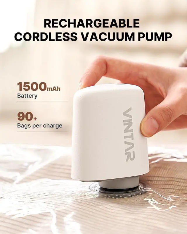 Alt view image 3 of 7 - Vacuum Seal Bags for Clothing Travel with Rechargeable Cordless Pump, VINTAR 24 Pack Space Saver Vacuum Storage Bags, Travel Vacuum Compression Bags Set for Luggage Clothes Bedding Blanket