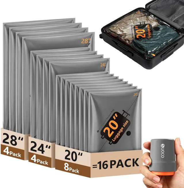 Main image of Travel Vacuum Bags with Cordless Electric Pump, 16 Combo Compression Packing Cubes for Clothing Clothes, Luggage Suitcase Organizer, Space Saver Vacation Cruise Travel Essentials