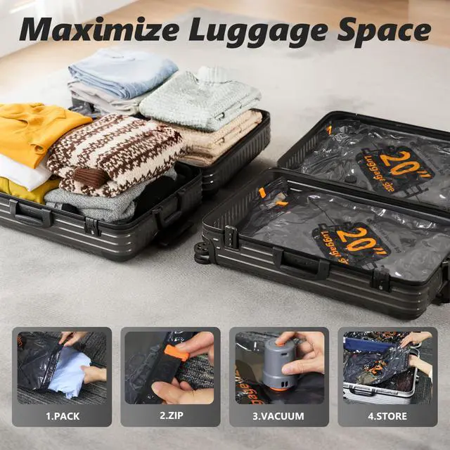 Alt view image 2 of 5 - Travel Vacuum Bags with Cordless Electric Pump, 16 Combo Compression Packing Cubes for Clothing Clothes, Luggage Suitcase Organizer, Space Saver Vacation Cruise Travel Essentials