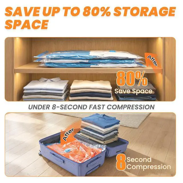 Alt view image 4 of 7 - Travel Vacuum Storage Bags with Rechargeable Cordless Pump, 15-Pack Space Saver Bags for Suitcase & Luggage, Reusable Compression Bags in 3 Carry-On Sizes(16/20/24 Inch)