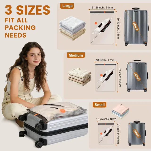 Alt view image 2 of 7 - 12 Packs Vacuum Storage Bags for Travel with Electric Rechargeable Pump, Vacuum Seal Bags for Clothing Travel, Blankets, Bedding, Moving & Home Organization (4S,4M,4L)