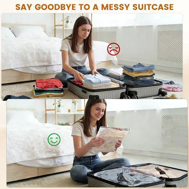 Alt view image 5 of 7 - 12 Packs Vacuum Storage Bags for Travel with Electric Rechargeable Pump, Vacuum Seal Bags for Clothing Travel, Blankets, Bedding, Moving & Home Organization (4S,4M,4L)