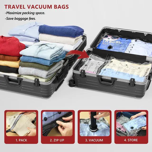 Alt view image 2 of 5 - Travel Vacuum Bags for Clothing with Rechargeable Electric Pump, Compression Packing Cubes Organizer Storage for Luggage Suitcase, Space Saver Seal Bags for Vacation Cruise, 18 Combo