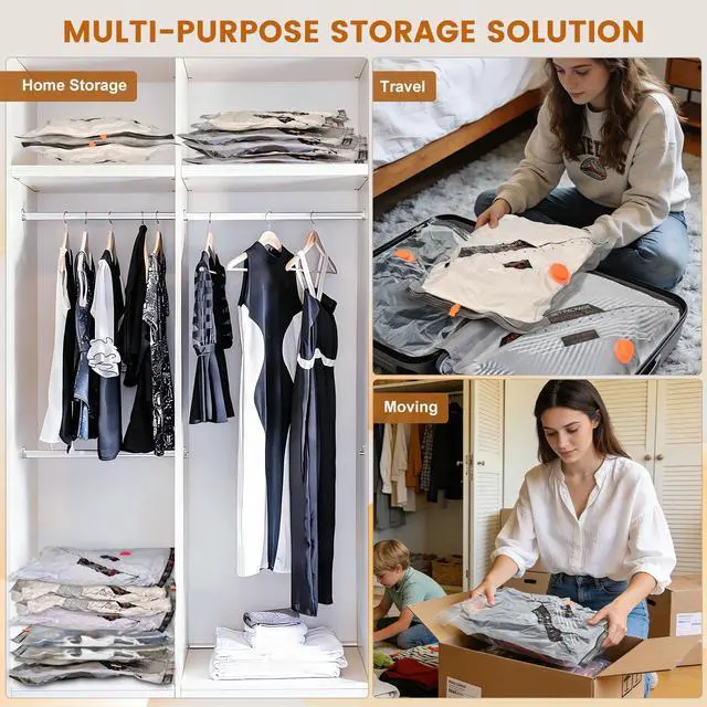 Alt view image 7 of 7 - 12 Packs Vacuum Storage Bags for Travel with Electric Rechargeable Pump, Vacuum Seal Bags for Clothing Travel, Blankets, Bedding, Moving & Home Organization (4S,4M,4L)