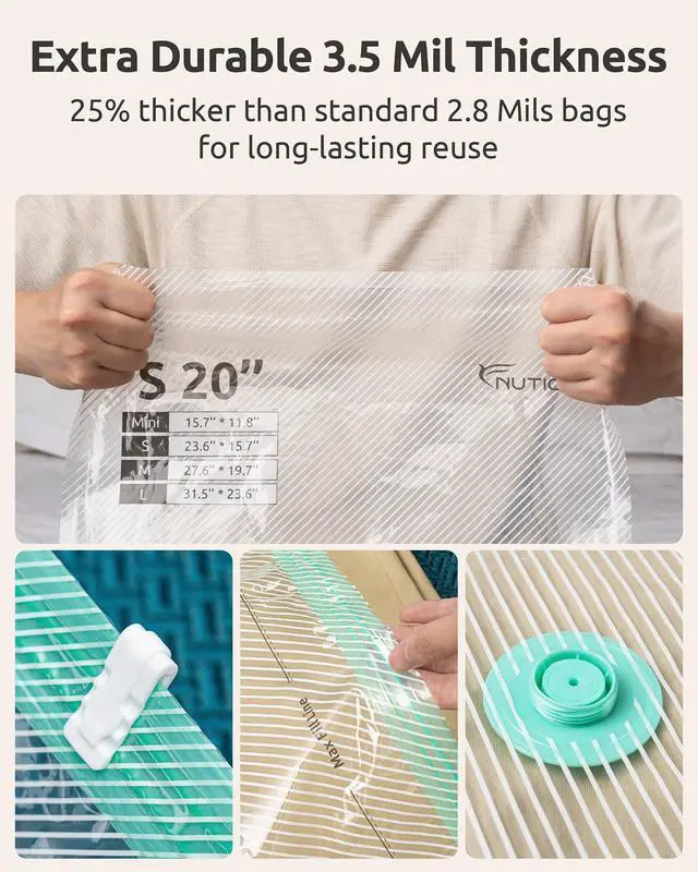Alt view image 5 of 7 - 12 Pack Vacuum Storage Bags for Travel with Rechargeable Electric Pump, Long-Term Reusable Vacuum Seal Bags for Clothes and Blankets Compression, Carry-on Space Saver for Luggage and Suitcase