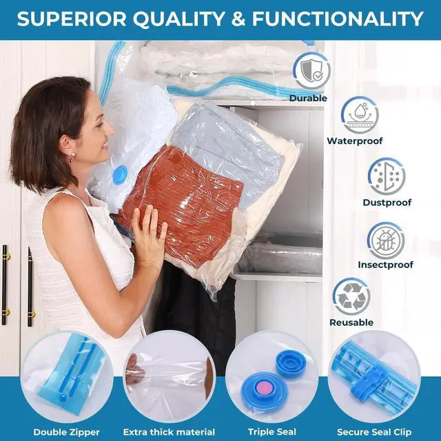 Alt view image 7 of 7 - Vacuum Bags for Travel with Portable Electric Pump, 8 Pack Vacuum Seal Bags for Luggage and Suitcase Compression, Space Saver Vacuum Storage Bags for Clothes and Clothing Travel