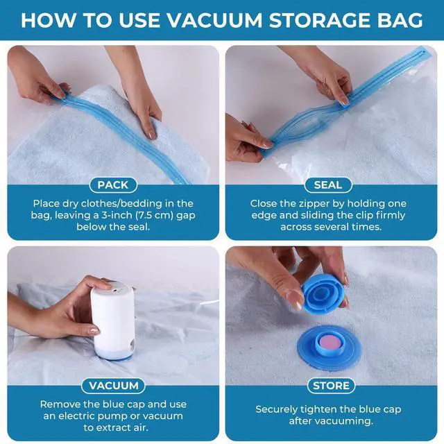 Alt view image 6 of 7 - Vacuum Bags for Travel with Portable Electric Pump, 8 Pack Vacuum Seal Bags for Luggage and Suitcase Compression, Space Saver Vacuum Storage Bags for Clothes and Clothing Travel