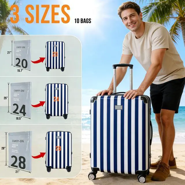 Alt view image 7 of 7 - 10Pack Travel Vacuum Storage Bags with Rechargeable Wireless Electric Pump, 3 Sizes (20/24/28 Inch) Space Saver Seal Bags for Luggage Suitcase, Carry-on Size for Clothes Travel Essentials Luggage