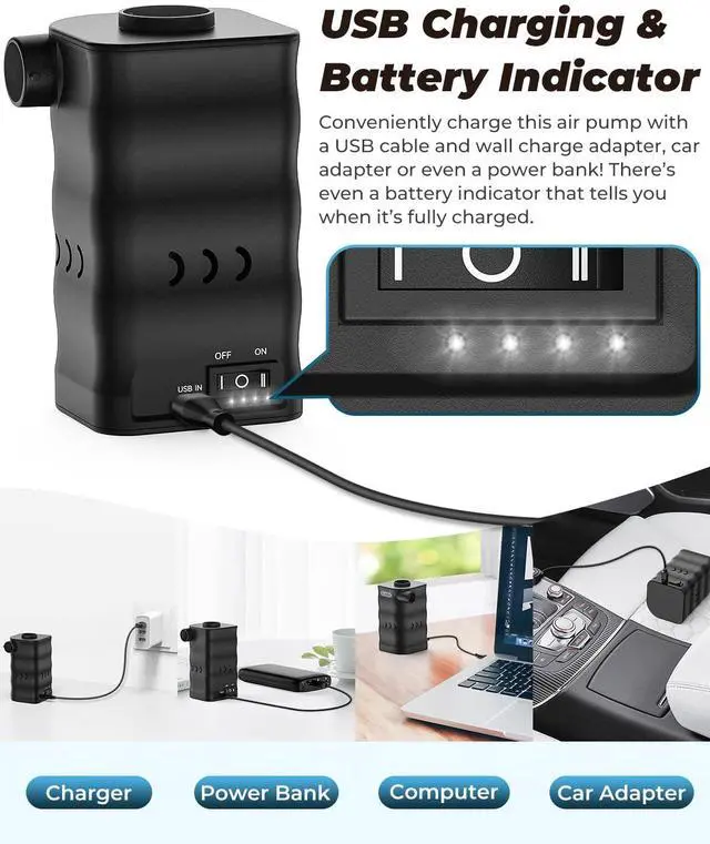 Alt view image 5 of 7 - 6000mAh Rechargeable Long-Lasting Air Pump for Inflatables