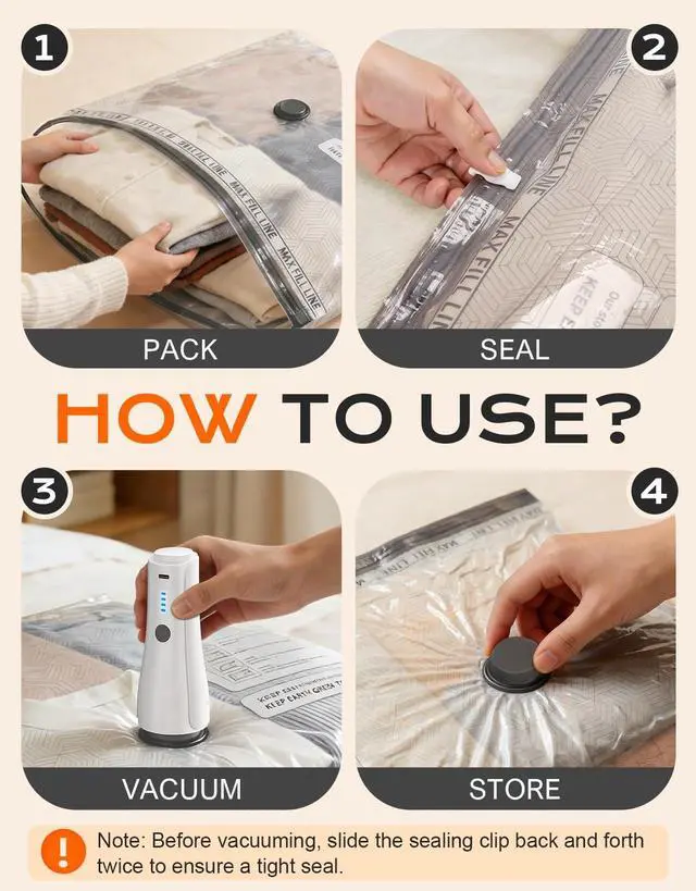 Alt view image 7 of 7 - 15 Pack Portable Vacuum Storage Bags for Travel with Rechargeable Electric Pump, Carry-on Size Compression Packing Bags for Clothing, Blankets, Space Saver for Luggage and Suitcase