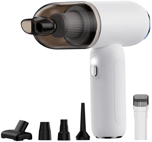 Main image of Handheld Car Vacuum Cleaner Cordless, 21000PA High Power Car Vacuum Cleaner & Air Duster/Blower, Portable Vacuum with Magnetic Dust Collection Bin, LED Light, 2 Gear Hand Held Vacuum for PC(White)