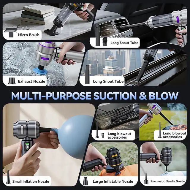 Alt view image 2 of 7 - Car Vacuum Cleaner High Power 20000Pa Cordless Handheld Mini Vacuum & Air Duster for Car & Desk, Home, Office & Camping, Ideal Gift for Men & Women, 6000mAh Battery (Fast Charging Edition)