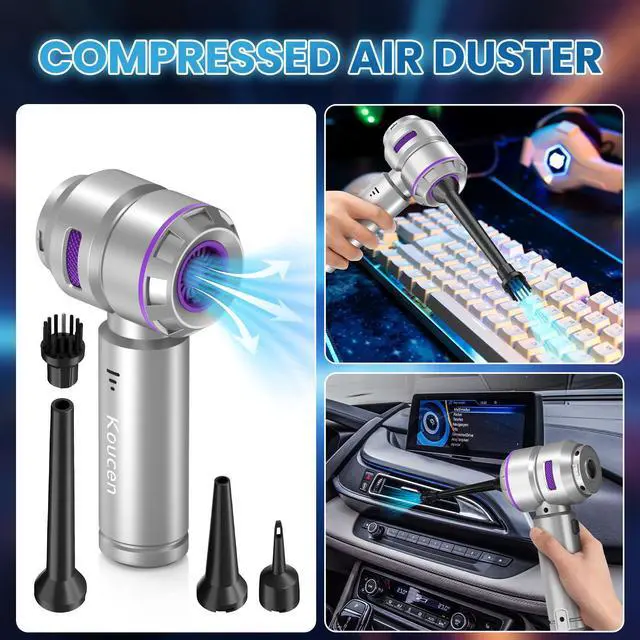 Alt view image 6 of 7 - Car Vacuum Portable Cordless 20000pa High Power 4-in-1 Handheld Vacuum Cordless Rechargeable, Portable Vacuum with 3 Reusable Filter, Small Vacuums for Car Home Office & Pet(Silver Purple)