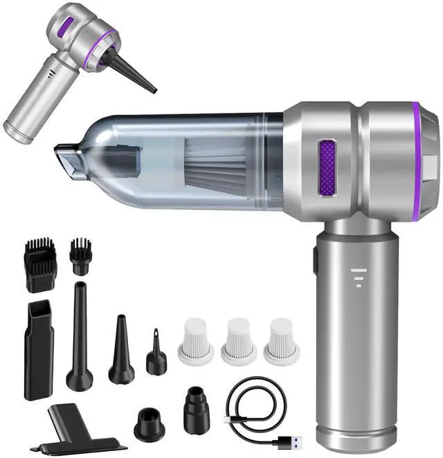 Main image of Car Vacuum Portable Cordless 20000pa High Power 4-in-1 Handheld Vacuum Cordless Rechargeable, Portable Vacuum with 3 Reusable Filter, Small Vacuums for Car Home Office & Pet(Silver Purple)