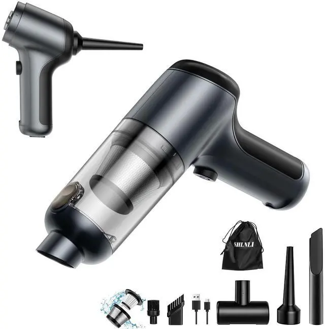 Main image of Mini Vacuum Cleaner, 120W High Power Handheld Car Vacuum Cleaner, 2 in 1 Air Duster and Hand Held Vacuum Portable Cordless, Rechargeable Small Vacuum for Car, Home, Office, PetBlack