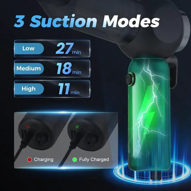 Alt view image 7 of 7 - Handheld Car Vacuum Cleaner, 6 in 1 Multi-function Cordless Small Vacuum, 17000PA Adjustable Portable with Brushless Motor for Inflation, Dust Blowing, Suction for Car, Home, Office All in One