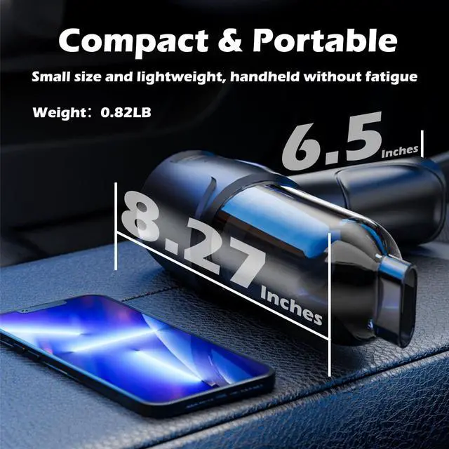 Alt view image 2 of 7 - Car Vacuum Portable Cordless, 16000PA Powerful Suction, 5 in 1 Mini Handheld Vacuum Cleaner, Small Car Vacuum Cleaner, Brushless Motor, Air Duster, 4000mAh, Dual Filter, for Cars,Home,Office,Pet