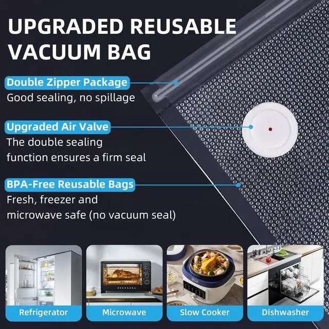Alt view image 7 of 7 - Vacuum Sealer, vacuum sealer for food, handheld vacuum sealer(Vacuum Sealers+ 20 reusable vacuum seal bags)