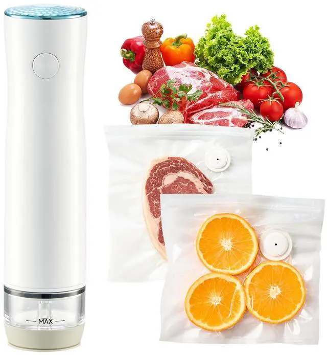 Main image of Compact Vacuum Sealer for Food (Vacuum Sealer Machine + 4 Mason Jar lids + 30 Reusable Vacuum Bags) Powerful Handheld Vacuum Seal Machine, Seal Meal Saver, Portable Food Sealer