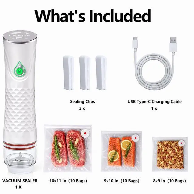 Alt view image 2 of 7 - Compact Vacuum Sealer with 30 3rd-Gen Upgraded Reusable High Seal Bags, Powerful Handheld Vacuum Sealer Machine, Keeps Food Fresh Up to 6X Longer, Portable Meal Saver, Seal Meal Saver