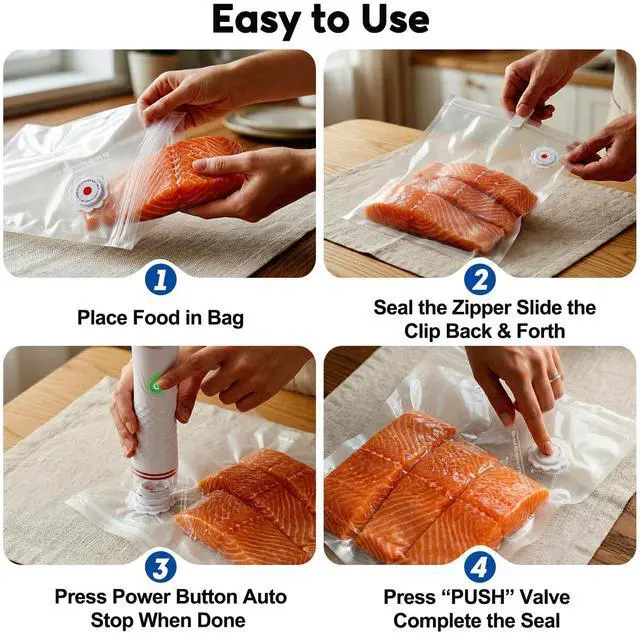 Alt view image 6 of 7 - Compact Vacuum Sealer with 30 3rd-Gen Upgraded Reusable High Seal Bags, Powerful Handheld Vacuum Sealer Machine, Keeps Food Fresh Up to 6X Longer, Portable Meal Saver, Seal Meal Saver