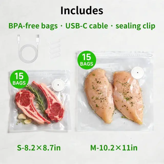 Alt view image 6 of 7 - Vacuum Sealer for Food with 30 BPA-Free Bags, Auto Stop
