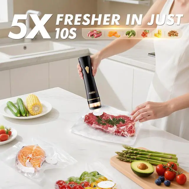 Alt view image 2 of 7 - Compact Vacuum Sealer for Food: Powerful Compact Vacuum Sealer Machine with 30 PCS Vacuum Seal Bags, Cordless Food Storage Sealing Machine Portable for Chef, Home, Travel, Camping, Sous Vide