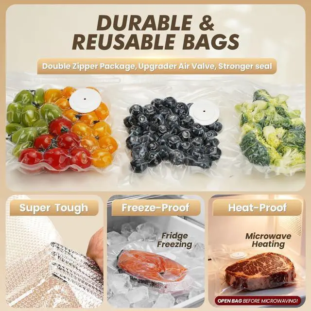Alt view image 6 of 7 - Compact Vacuum Sealer for Food: Powerful Compact Vacuum Sealer Machine with 30 PCS Vacuum Seal Bags, Cordless Food Storage Sealing Machine Portable for Chef, Home, Travel, Camping, Sous Vide