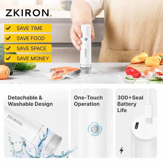 Alt view image 5 of 7 - Compact Vacuum Sealer for Food Powerful Handheld Vacuum Sealer Machine with 25 Reusable Vacuum Bags, 5X Preservation & Fresh, Portable Food Sealer for Meal Prep, Sous Vide & Batch Storage