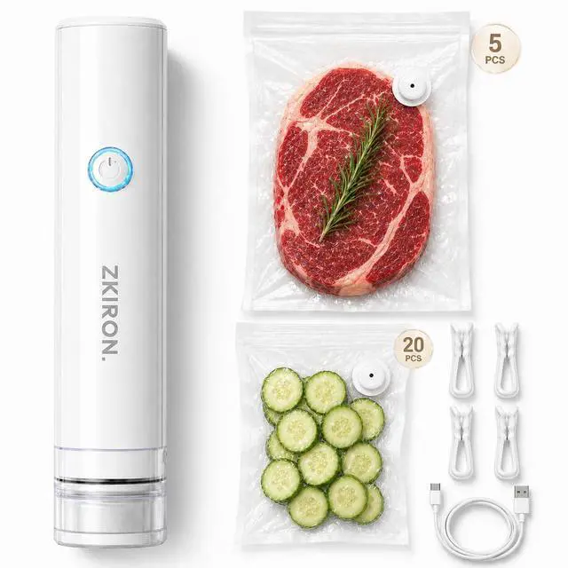Main image of Compact Vacuum Sealer for Food Powerful Handheld Vacuum Sealer Machine with 25 Reusable Vacuum Bags, 5X Preservation & Fresh, Portable Food Sealer for Meal Prep, Sous Vide & Batch Storage