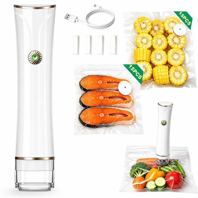 Main image of 60kPa Handheld Compact Vacuum Sealer with 30 Bags, Mason Jar Food Sealer