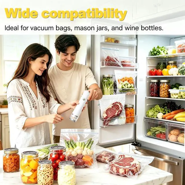 Alt view image 2 of 7 - 60kPa Handheld Compact Vacuum Sealer with 30 Bags, Mason Jar Food Sealer