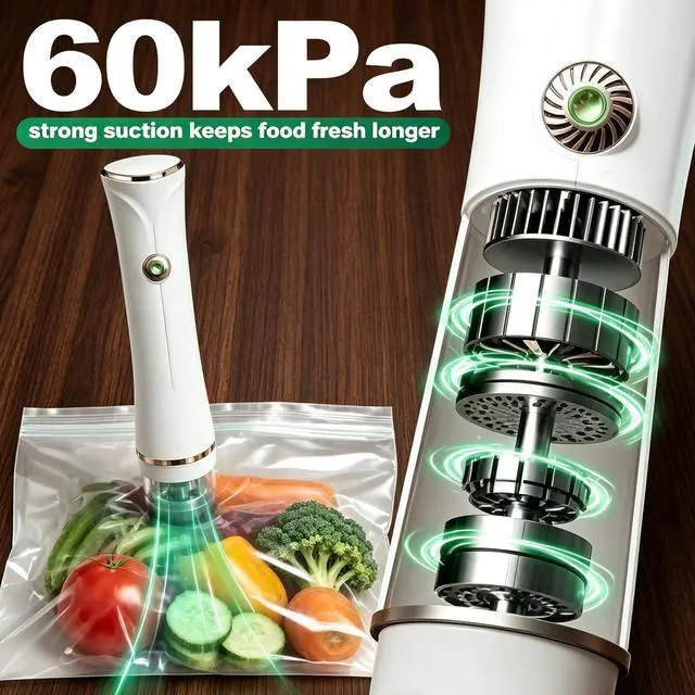 Alt view image 4 of 7 - 60kPa Handheld Compact Vacuum Sealer with 30 Bags, Mason Jar Food Sealer